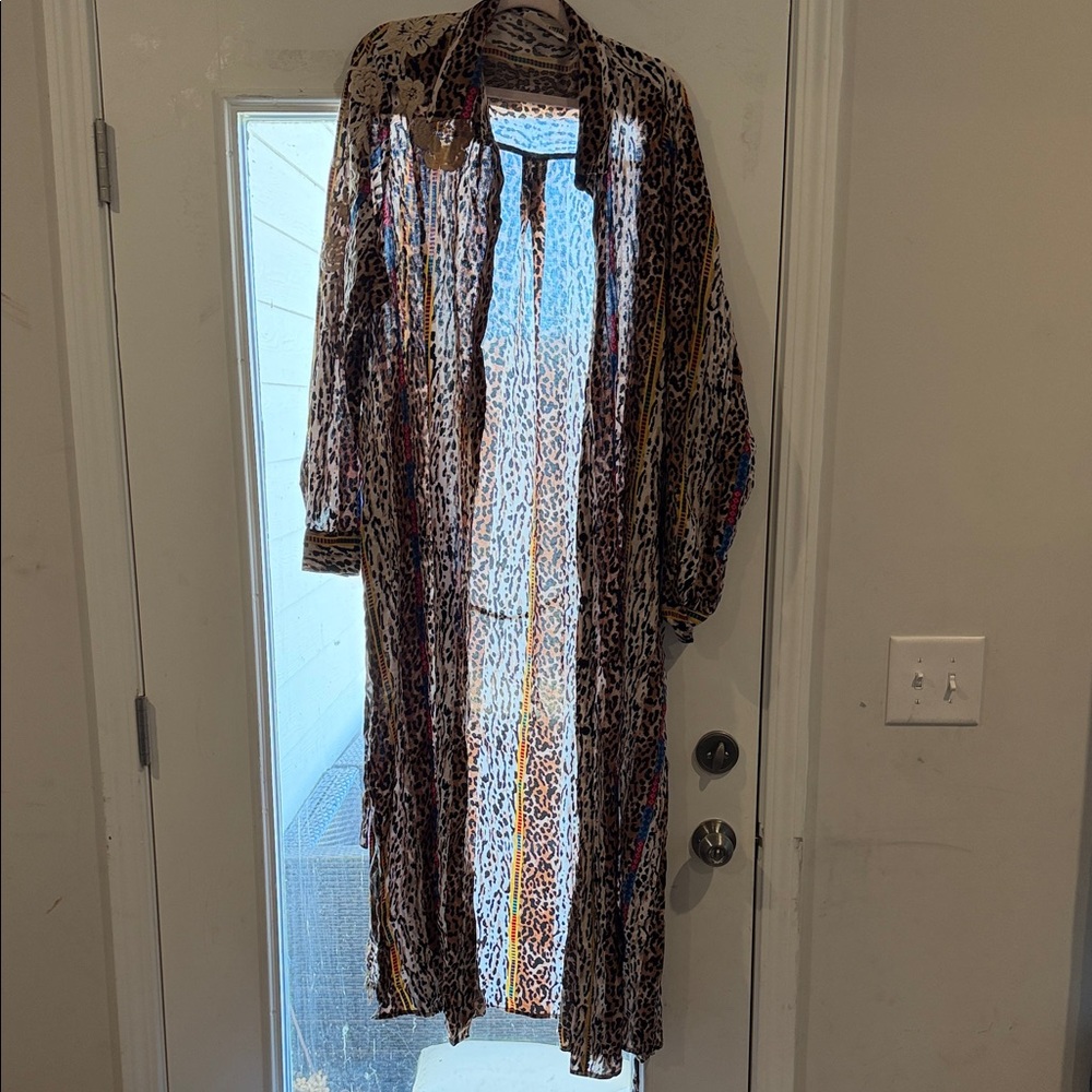 Leopard Print Sheer Long Kimono
